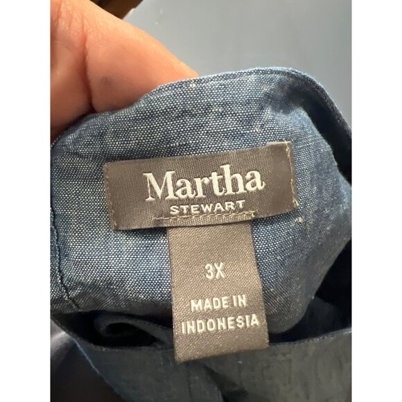 (2) Martha Stewart Linen Blend Blouses  3X Button-Back  Lagenlook Beach Resort - Picture 4 of 16